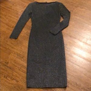 Ted Baker, Black/Silver Long Sleeve Sheath Dress